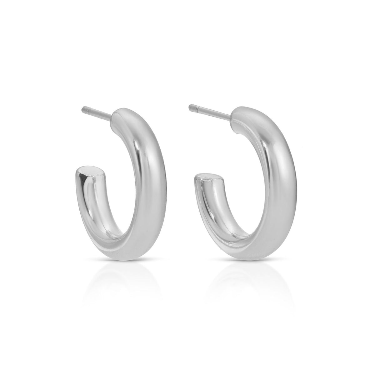 Brass hoop earrings with a simple circular silhouette.