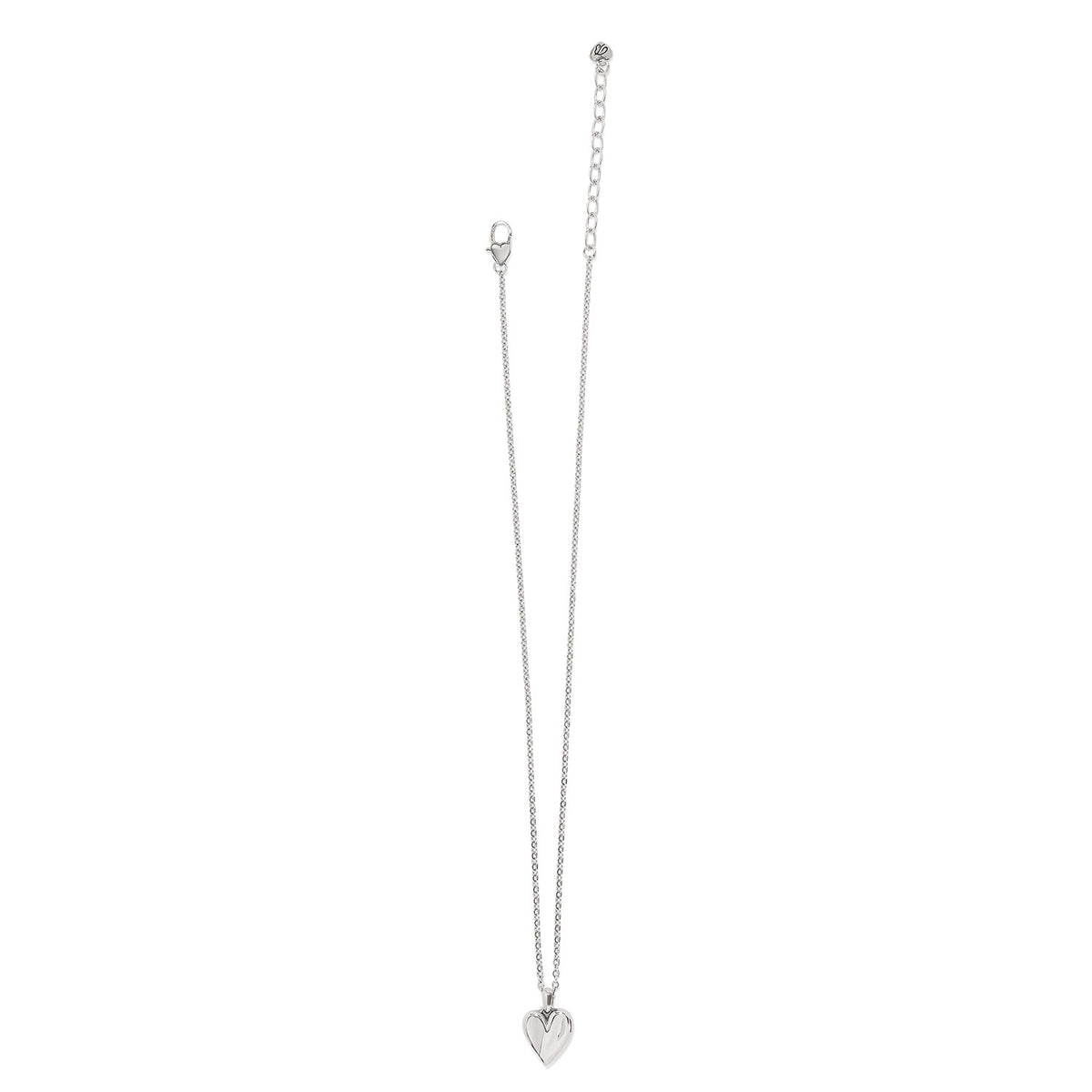 Silver Cascade Heart Petite Necklace with a sculpted heart pendant and adjustable lobster claw chain