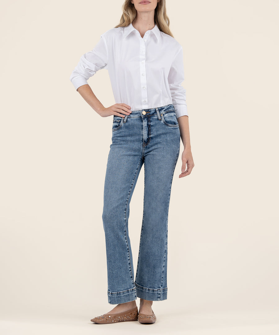 Kelsey High Rise Ankle Wide Hem Side Btm Inset