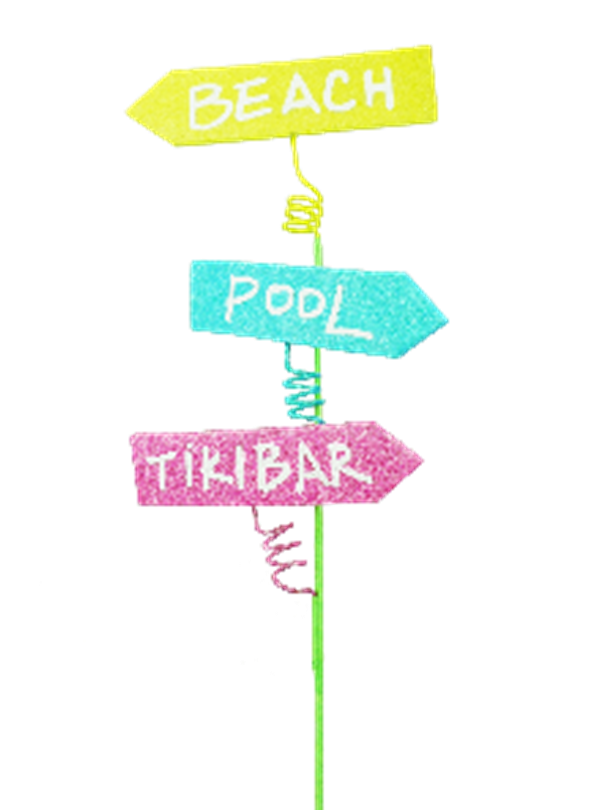 Pink, blue, and yellow polyfoam arrows with iridescent glitter on springs wrapped in green paper.