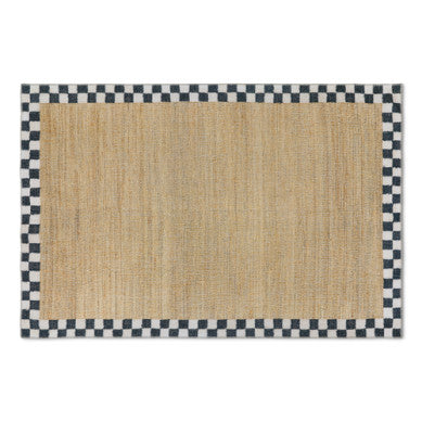 Handmade Naturals Check rug with a geometric checkered pattern in natural beige tones on a washable polyester base.