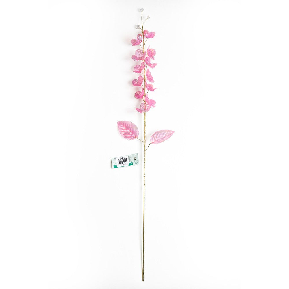 Artificial floral stem with red roses in a black vase