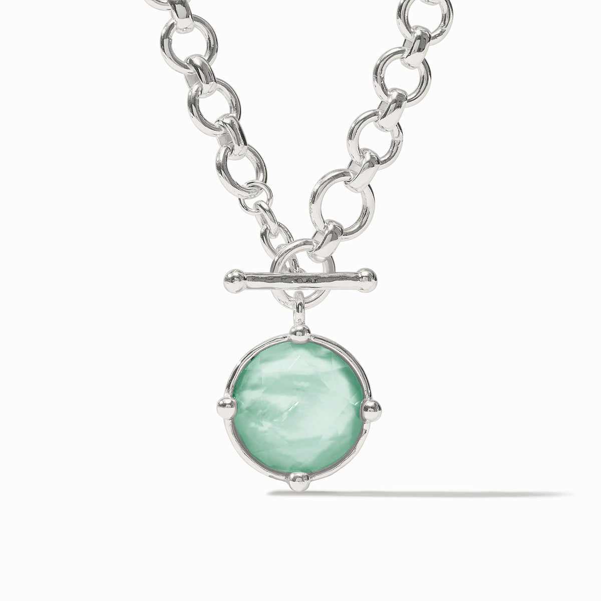 Honeybee Demi Necklace featuring a rose-cut stone with bead accents on one side and an adjustable chain.
