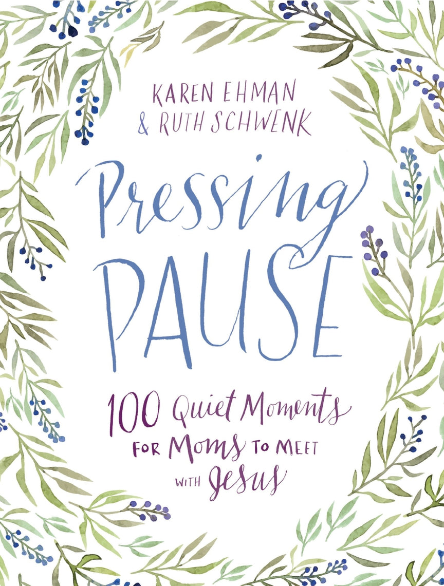 Pressing Pause book cover with floral border, featuring title and author names.