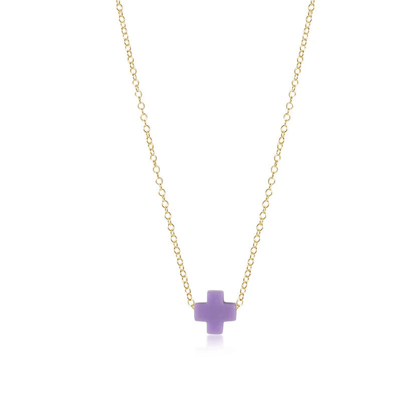 Gold-filled signature cross pendant on a 16-inch chain necklace.