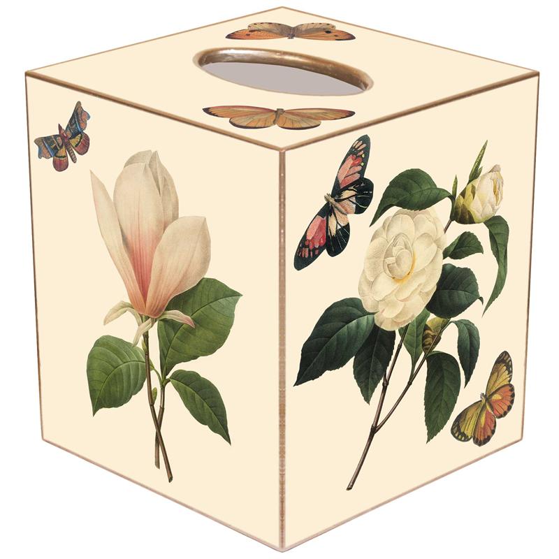 Hand-painted gold tissue box cover with paper mache finish