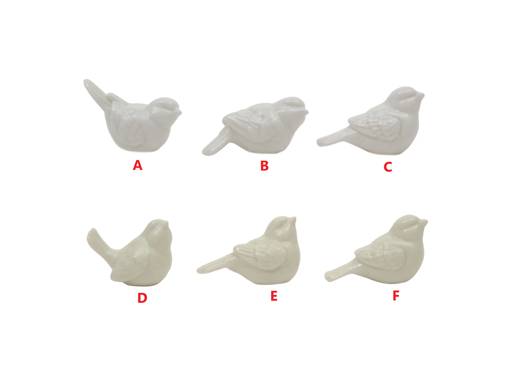 Ceramic bird figurine with a smooth matte finish in neutral tones.