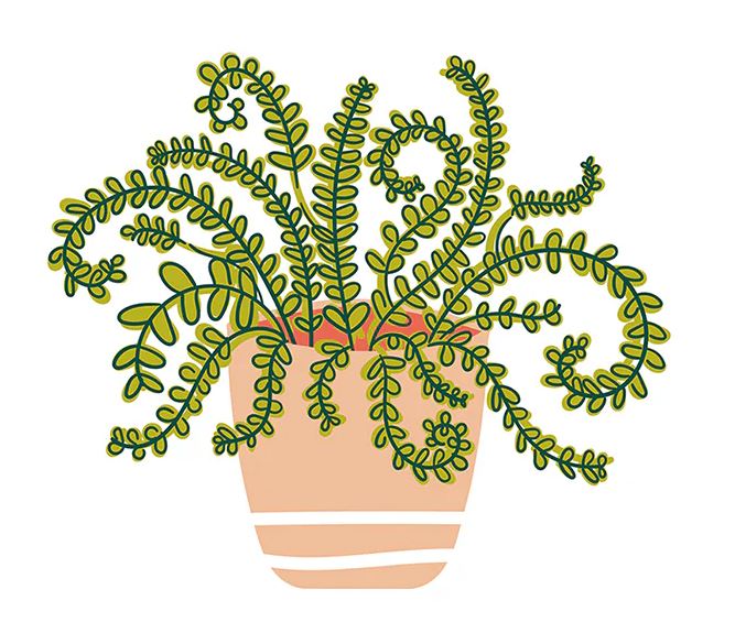 Ceramic mini houseplant attachment with hook-and-loop fastener in neutral tone.