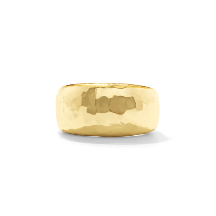 Handmade Cleopatra ring band in gold with natural material variations.
