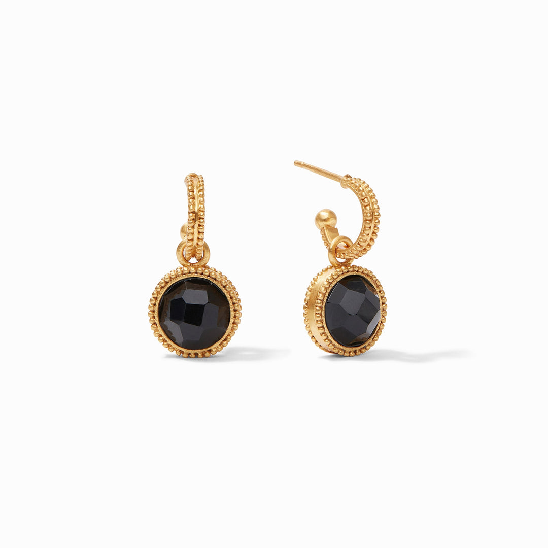 Fleur-de-Lis Hoop & Charm Earring Obsidian Black
