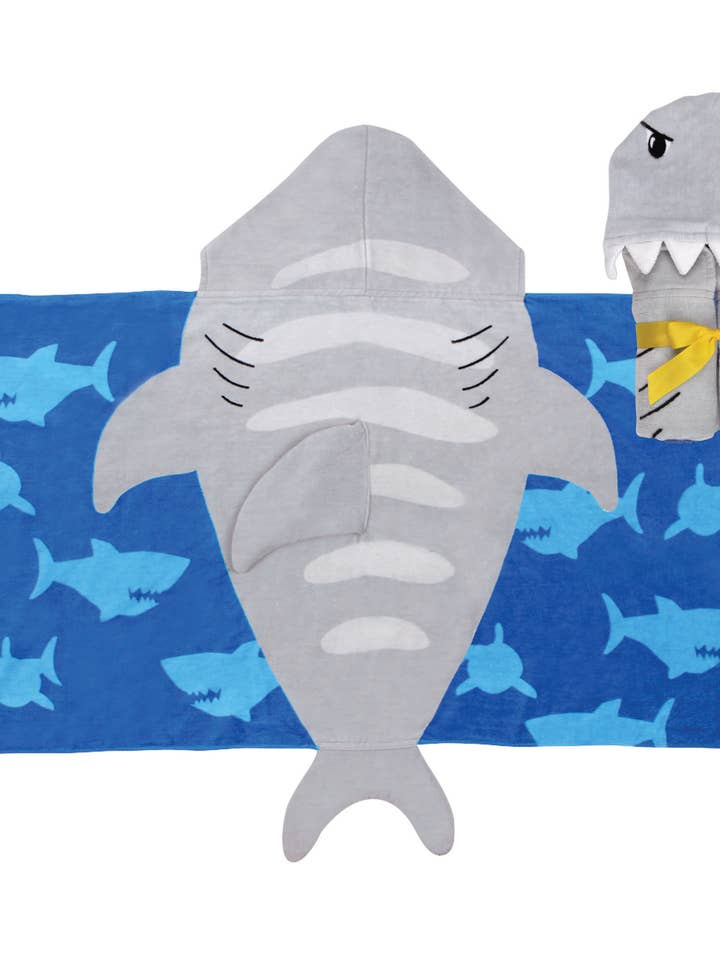 Soft cotton velour hooded beach towel in neutral tone with subtle textured pattern.