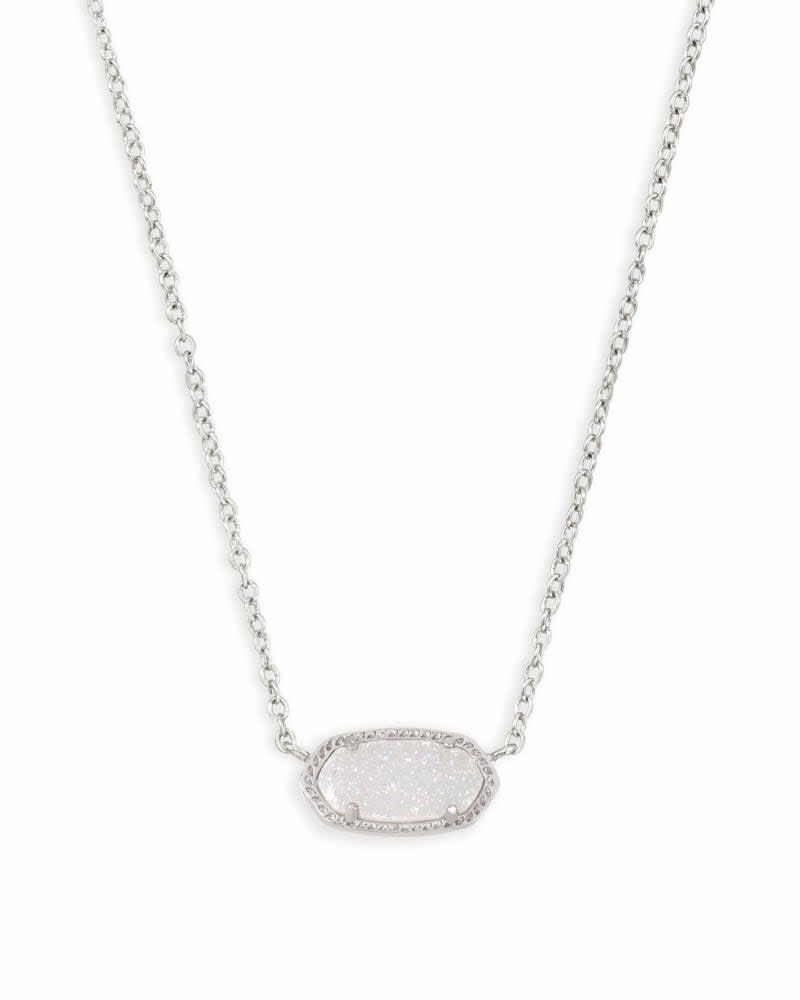 Elisa Short Pendant Necklace in gold-tone metal with a small rectangular pendant on an adjustable chain.