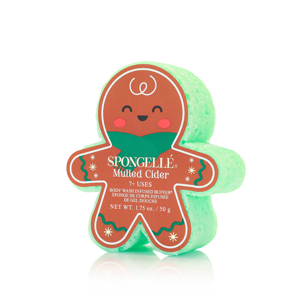 Gingerbread body wash in a festive brown bottle with white cap