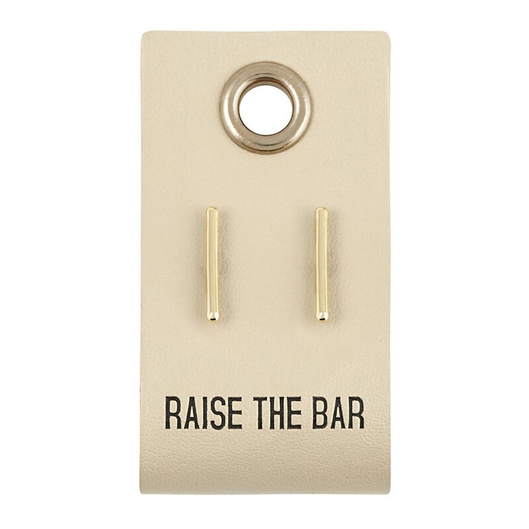 Leather Stud Tag Earrings