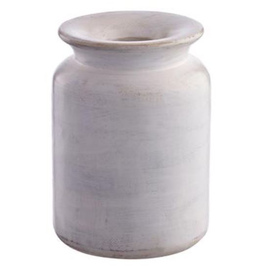 Whitewashed mango wood vase with a natural grain finish.