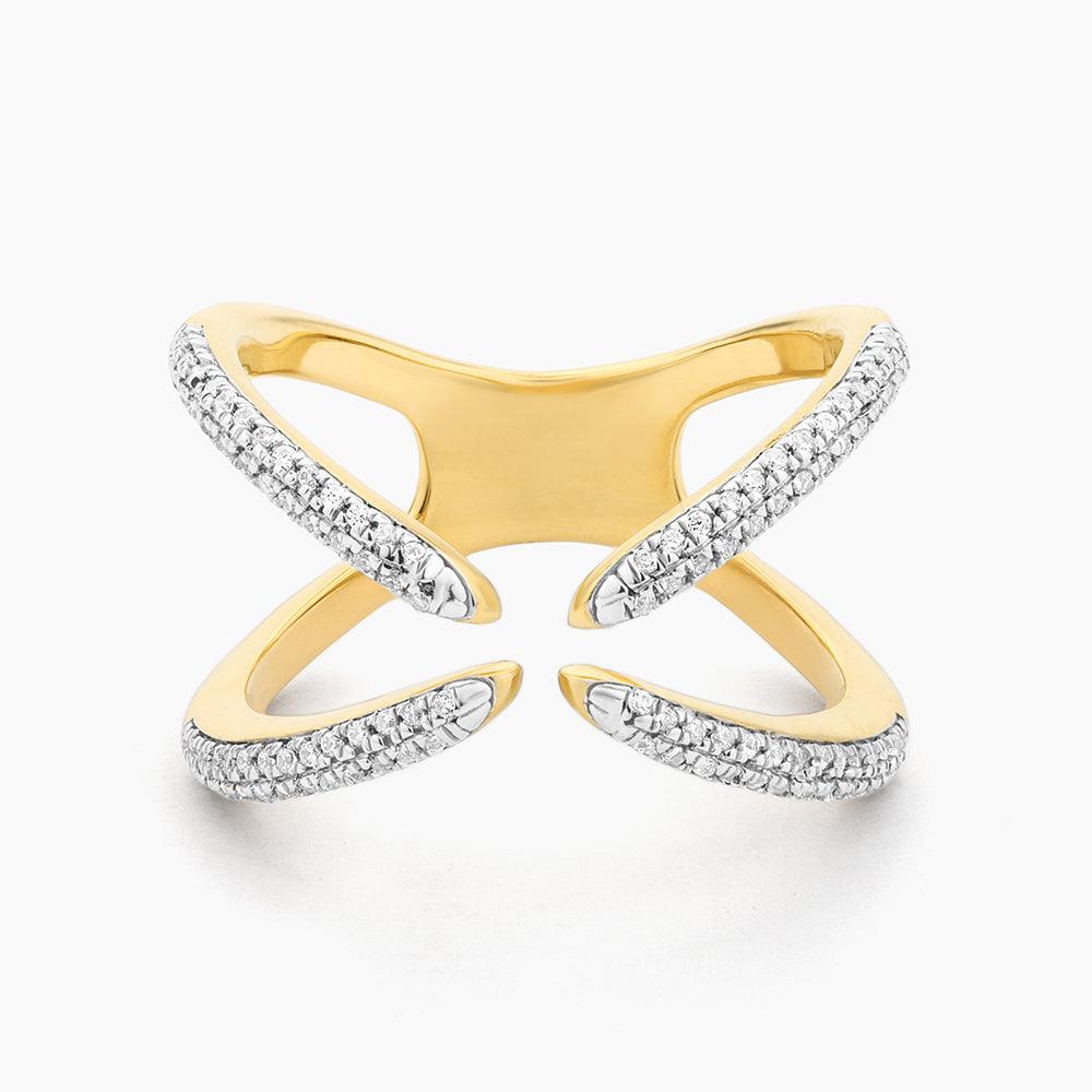 Silver-toned All Axis statement ring with a round diamond accent on the band.
