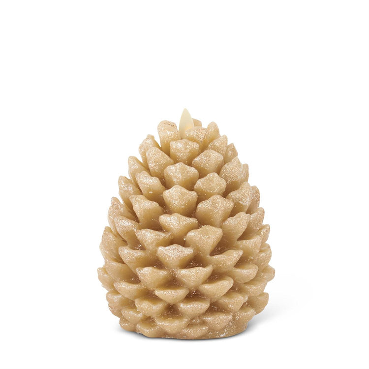 6.5-inch Pinecone Luminara indoor candle with electronic on/off switch and timer