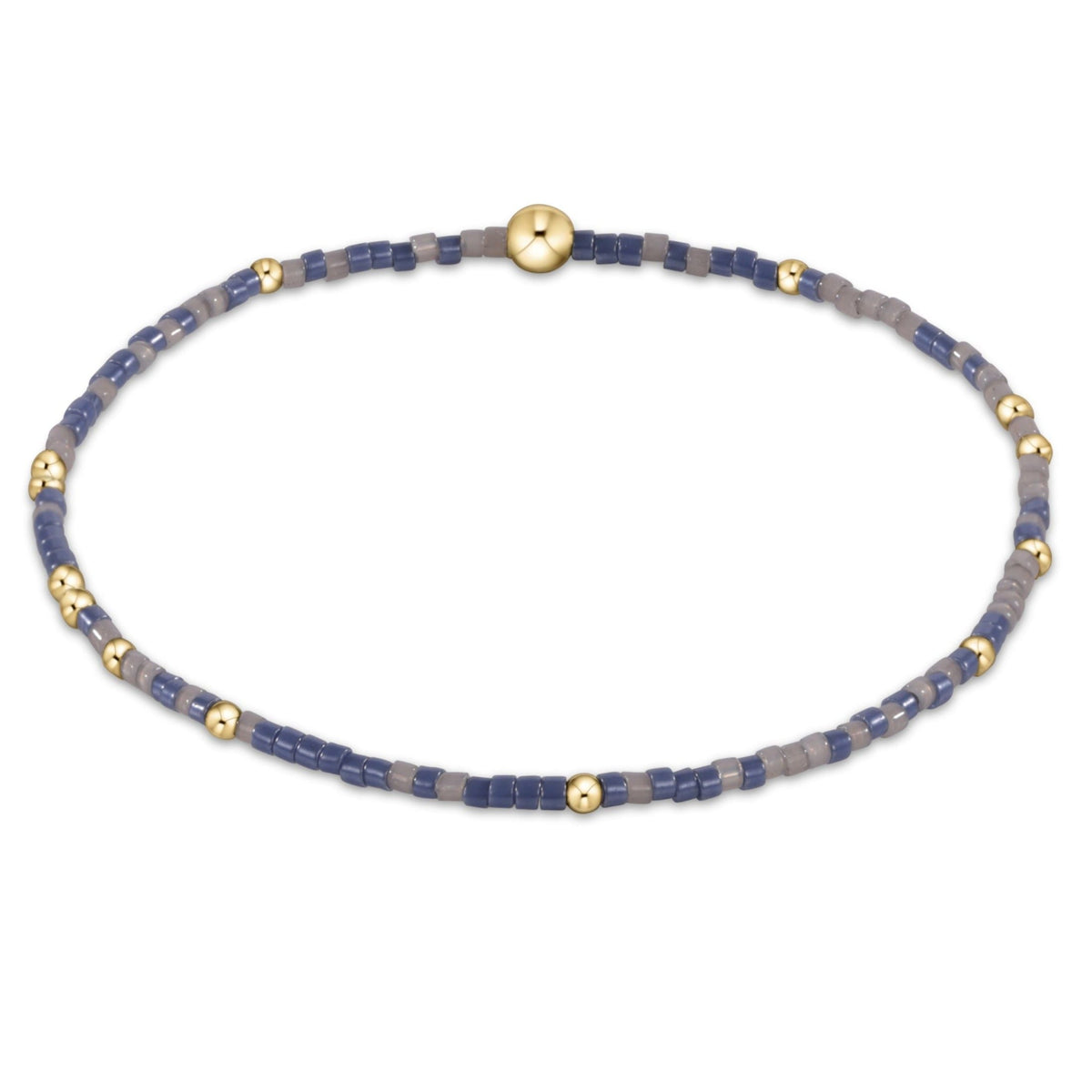 Hand-beaded Hope Unwritten bracelet featuring mixed seed beads in various colors with gold accents on elastic cord.