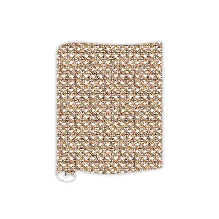 Brown woven chain link pattern paper table runner, 20" x 12 ft.