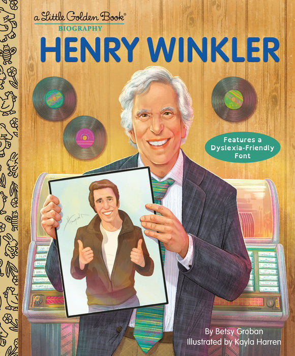 Hardcover biography titled Henry Winkler: A Little Golden Book Biography with gold foil lettering on a cream cover.