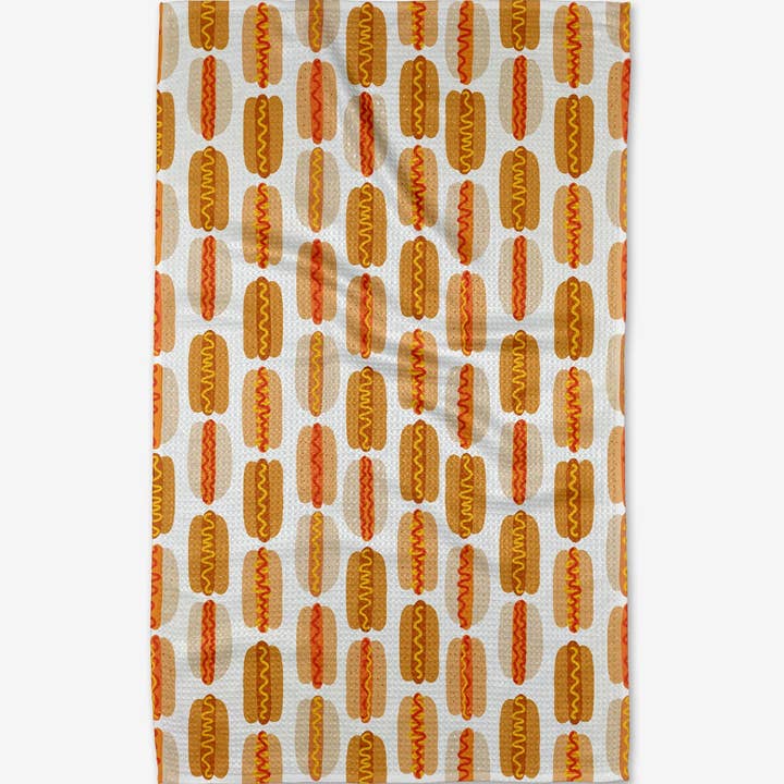 Recycled polyester waffle weave tea towel with single-sided print