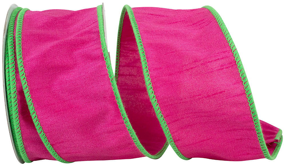 Dupioni Color Edge Wired Edge Fuchsia/Lime