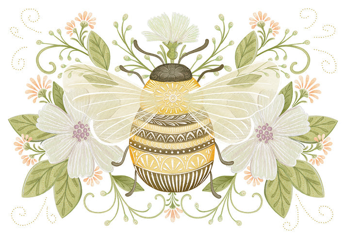 Birthday Bee card with glitter foil embossing on Sienna's Garden product