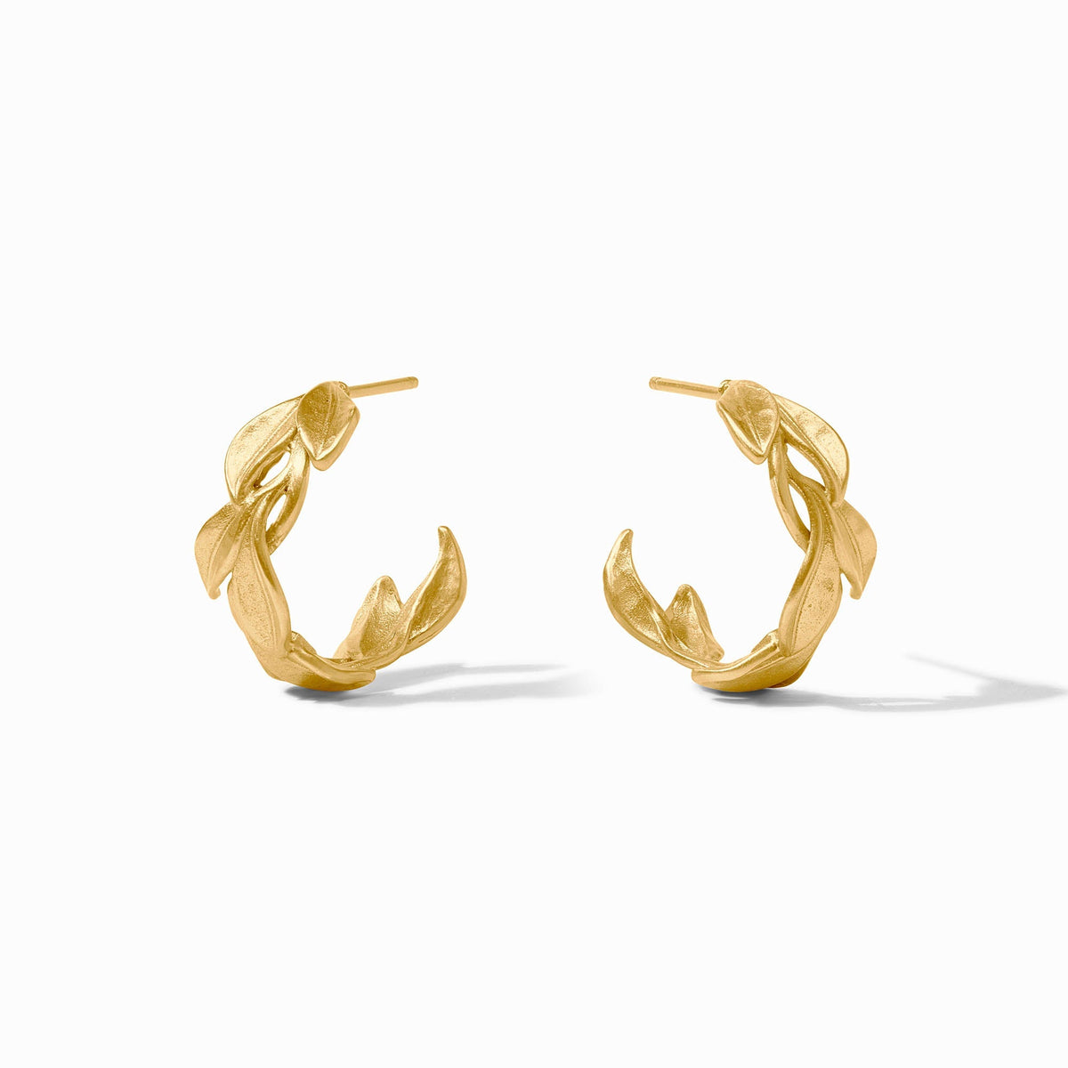 Willow Hoop earring in gold-tone metal with a delicate willow branch silhouette.