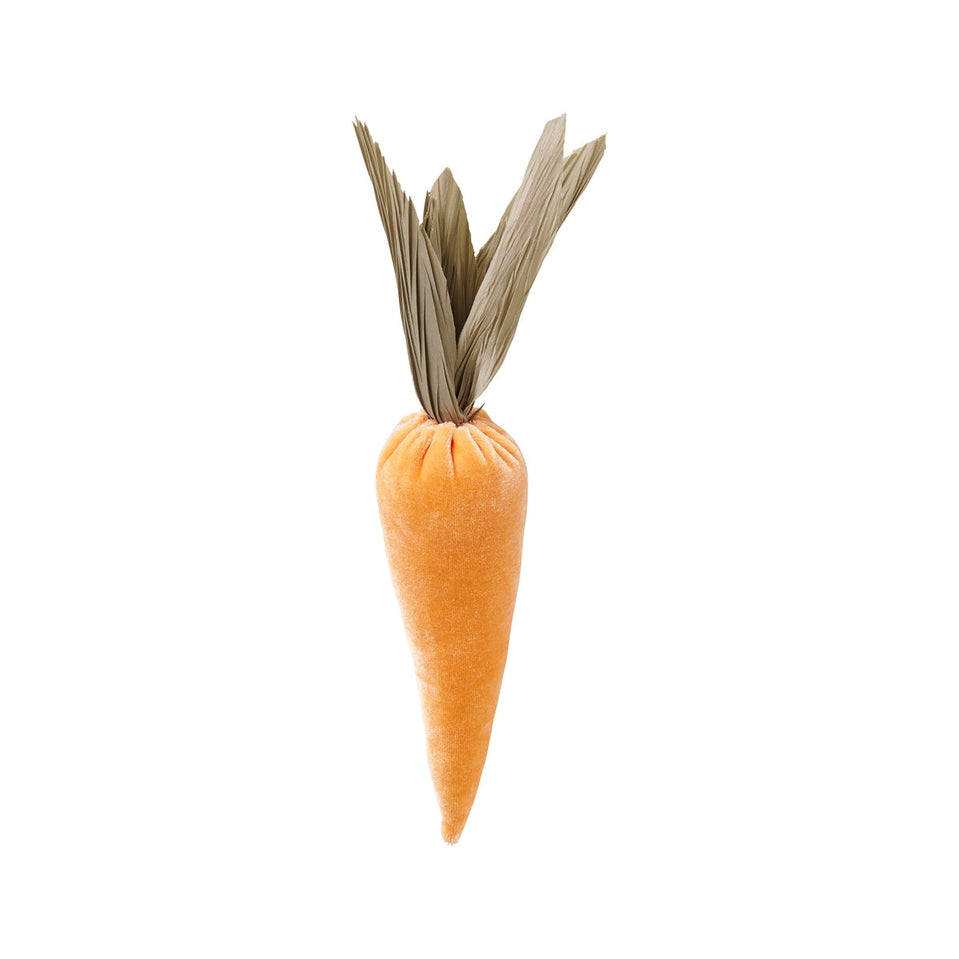 Easter Velvet Carrot plush in orange with green leaf top