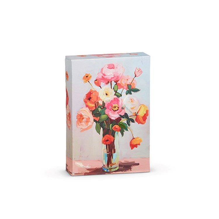 6-inch orange floral wall art on canvas with MDF backing