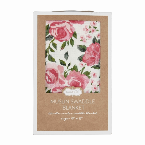 Soft white muslin swaddle blanket with a subtle woven texture.