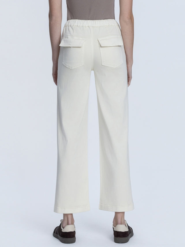 Bianca high-rise baggy wide jeans in color with drawstring waist detail.