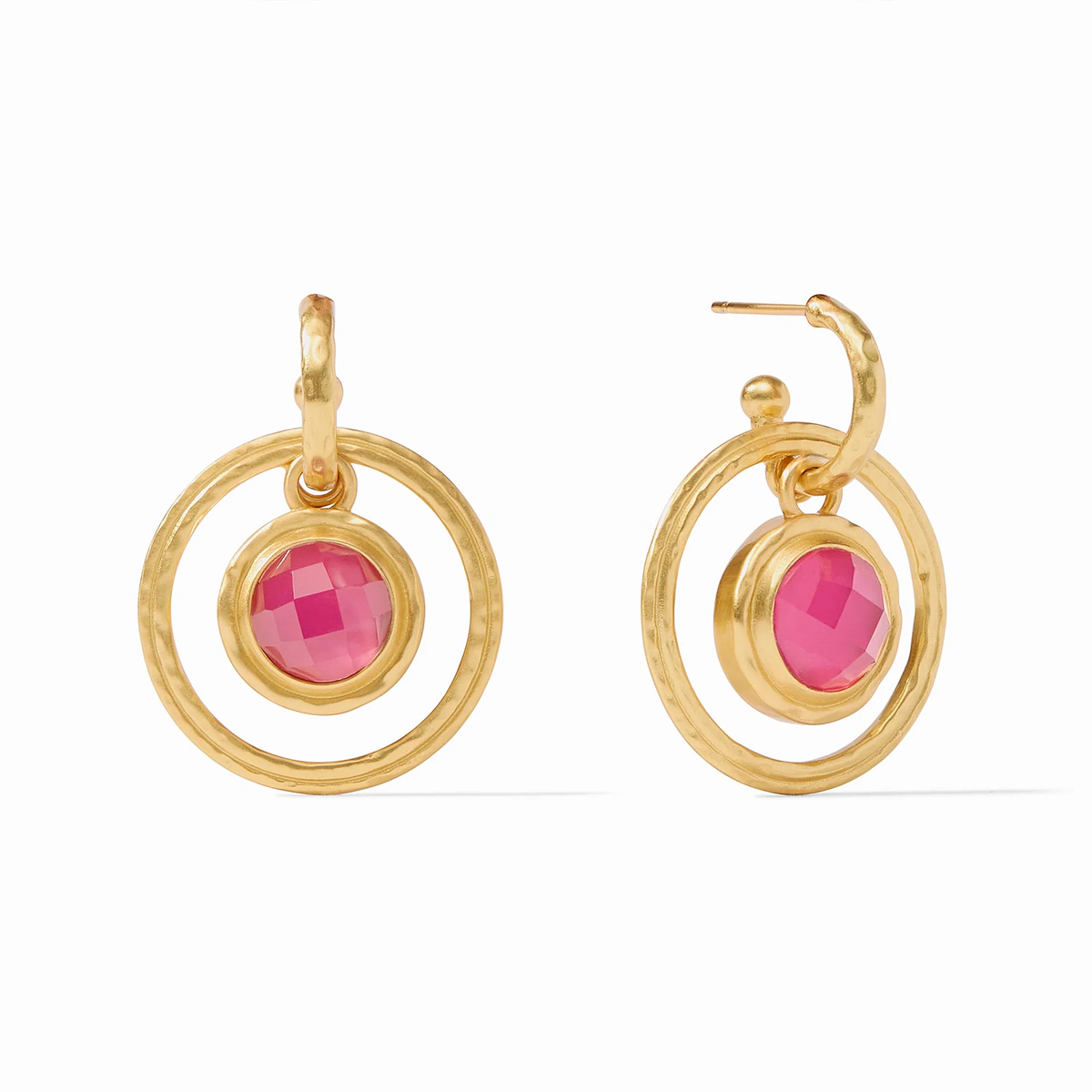 Astor 6-in-1 charm earring with gold plate finish, imported glass stones, and CZ accents on a pierced ear post.