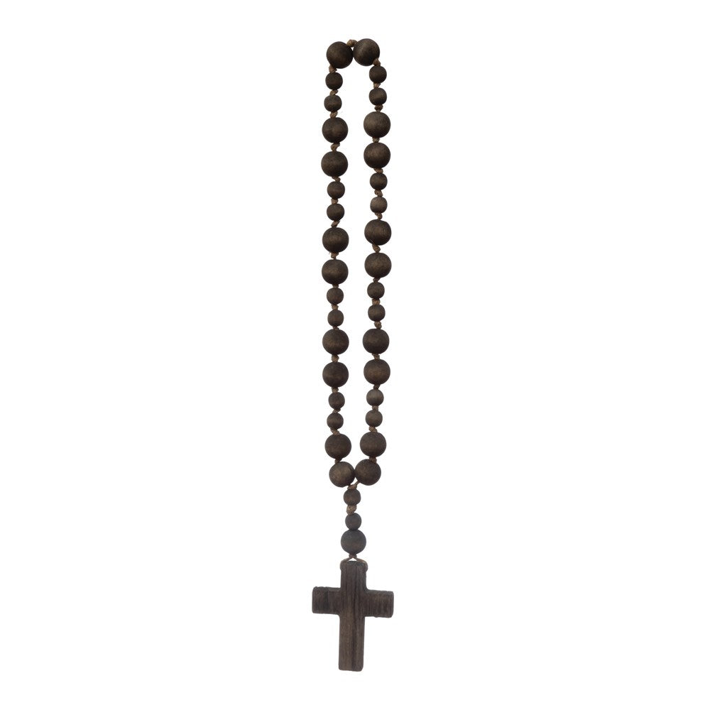 Wood Bead Rosary w/ Cross