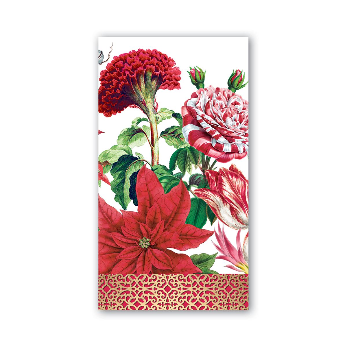 Packaged Hostess Napkins in soft triple-ply paper with assorted designs.