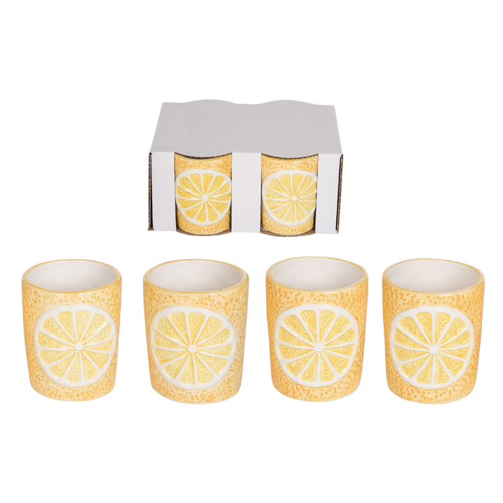 Ceramic Dol Lemon votive holder with a rounded bowl shape in pale yellow.
