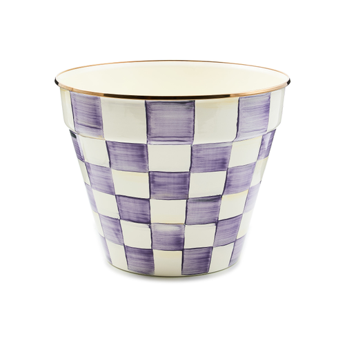 Violet check extra large garden pot with a 12-inch diameter.