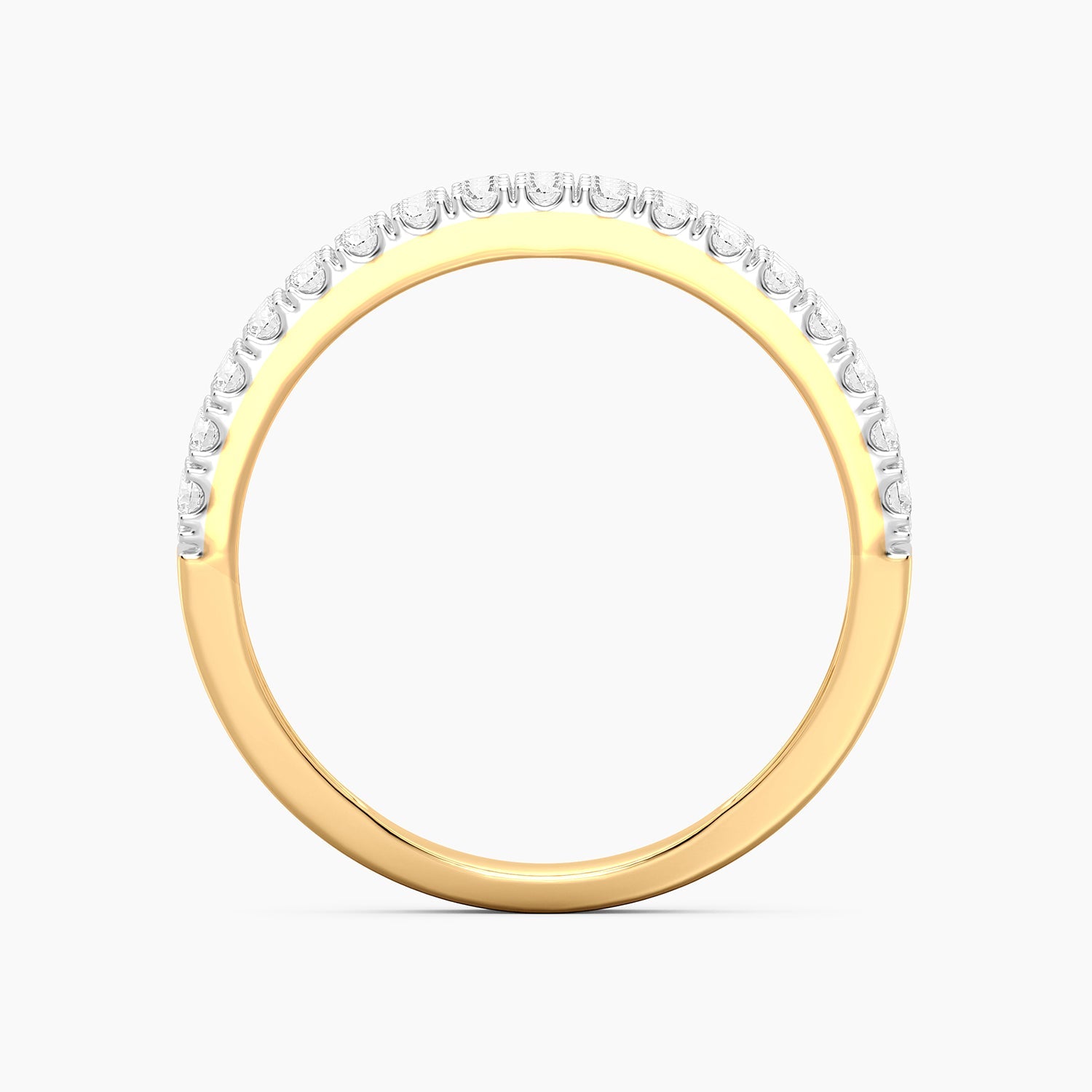 Lab-grown diamond triple row pave ring in silver with a wide band silhouette.