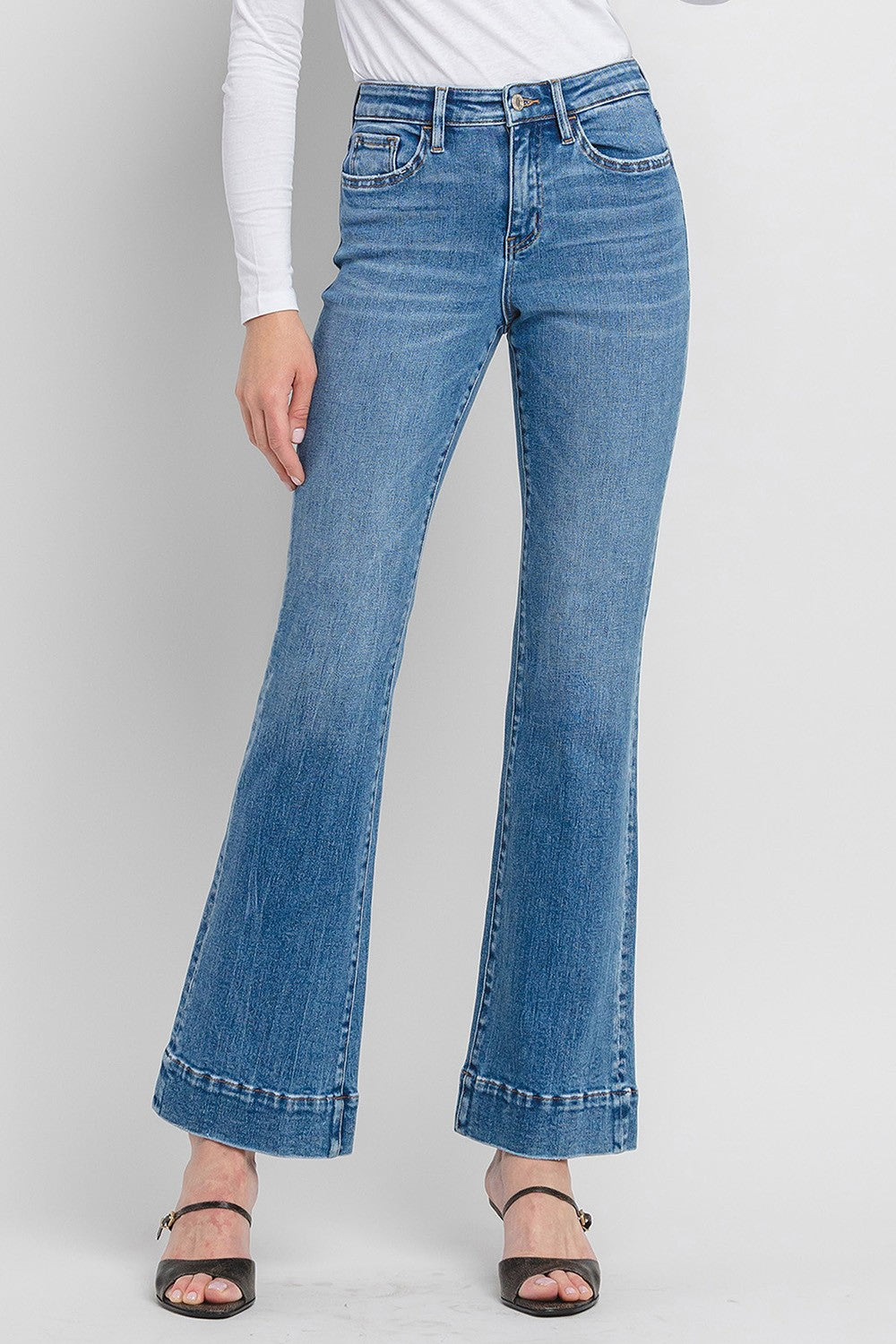 Kayla High Rise Trouser Hem Relaxed Flare Jeans