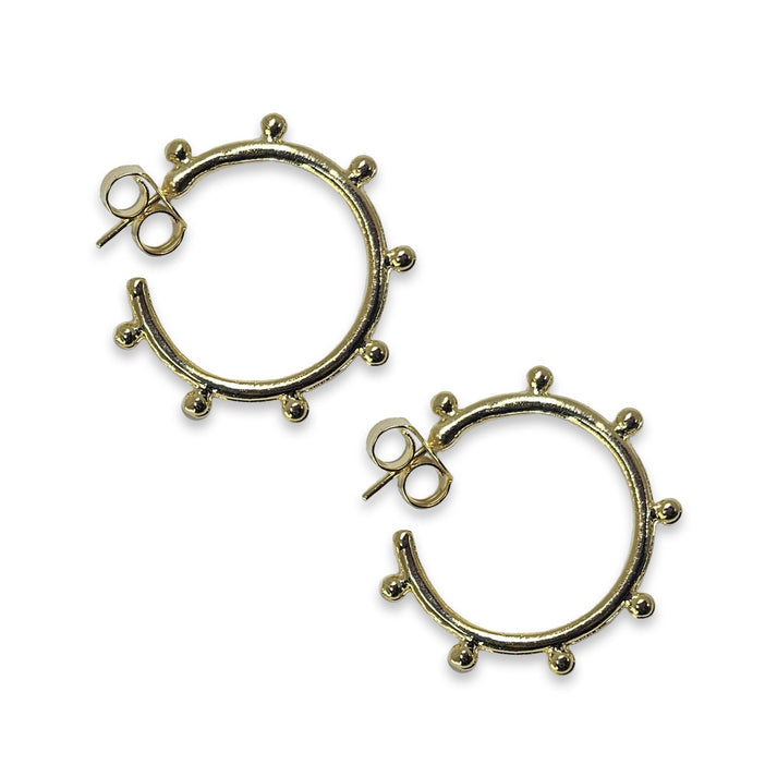 Small handmade hoop earrings with a sweetie pie hug design.