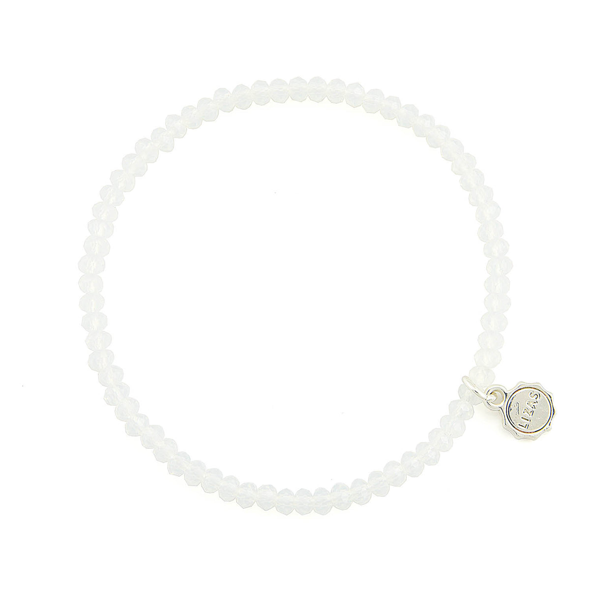 Stretchy bracelet with faceted glass beads in mixed colors.