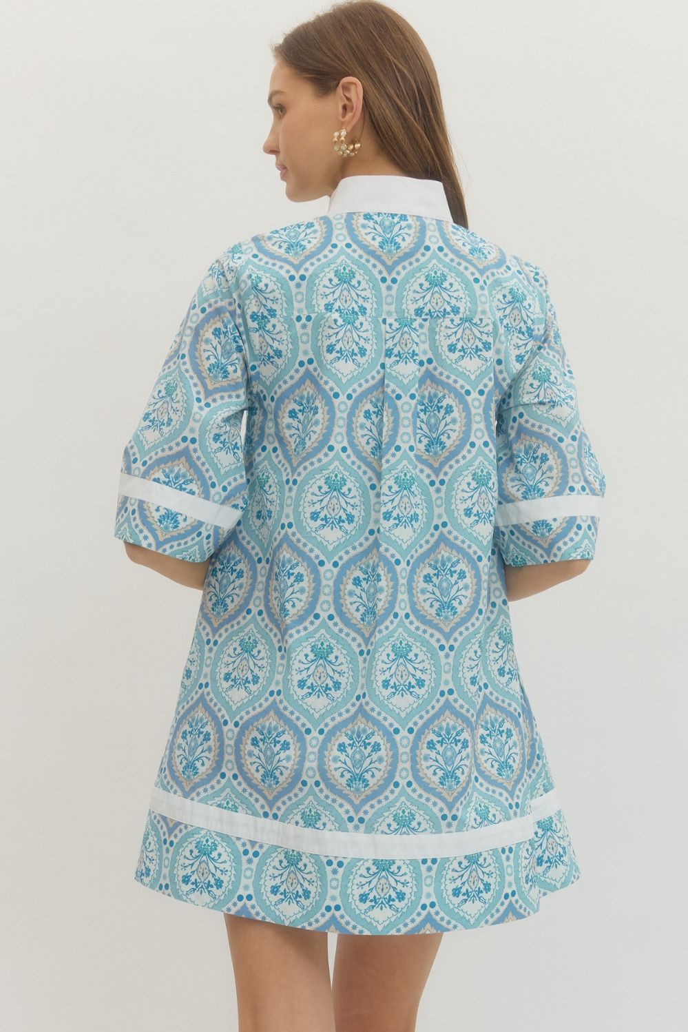 Elena Botanical Print ¾ Sleeve Mini Dress