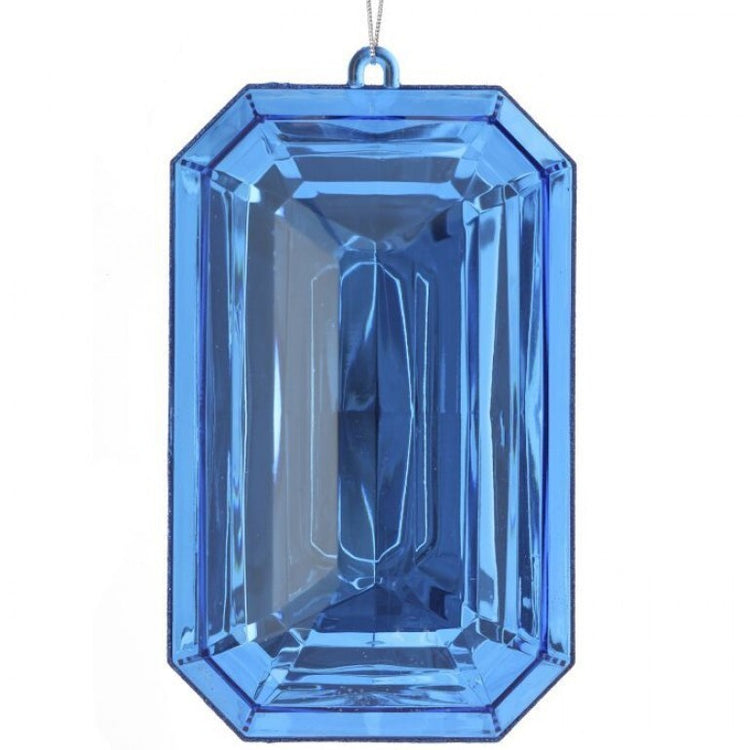 Nine-inch acrylic ornament with an emerald cut faceted gem shape in deep green.