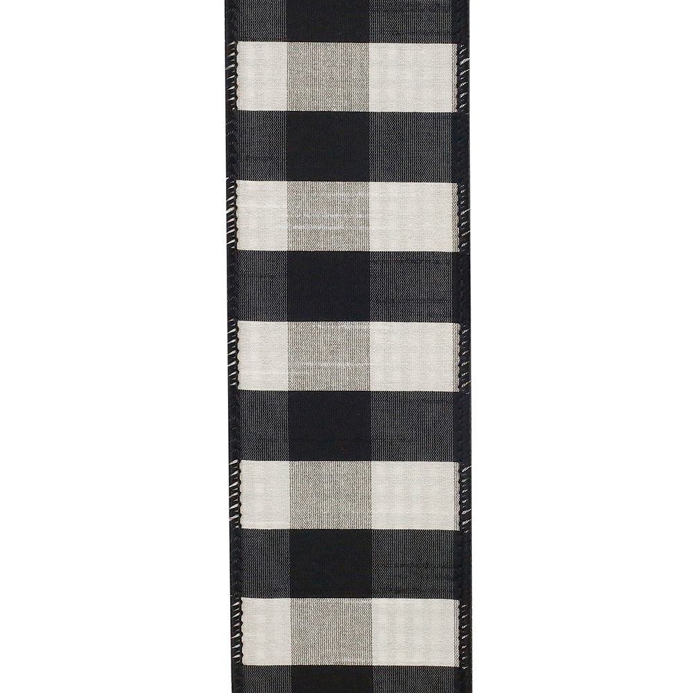 Black dupioni wired edge ribbon with a two-sided texture.