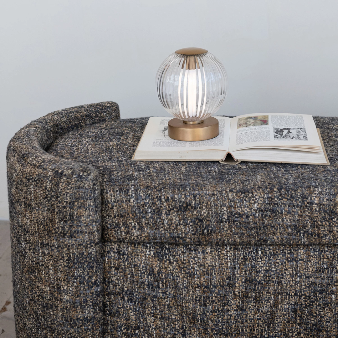 Glass & Metal Pleated LED Table Lamp With Touch Sensor in Kraft Box
