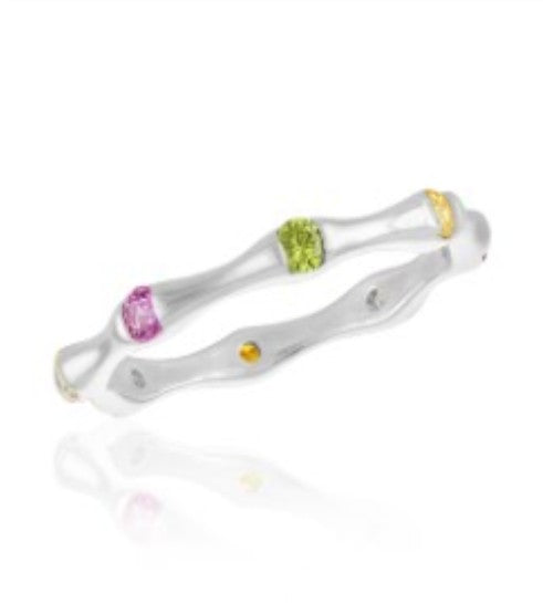Rainbow CZ Bamboo Stack Ring