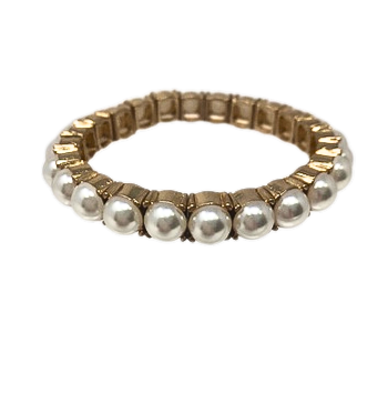 Gold Tone Faux Pearl Stretch Bracelet