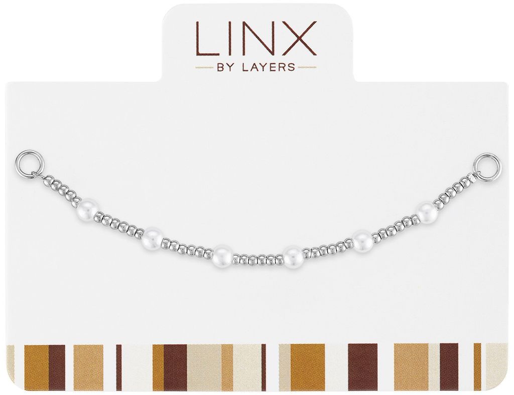 Silver Pearl LINX Add-on featuring alternating silver beads and white pearls on a white card.