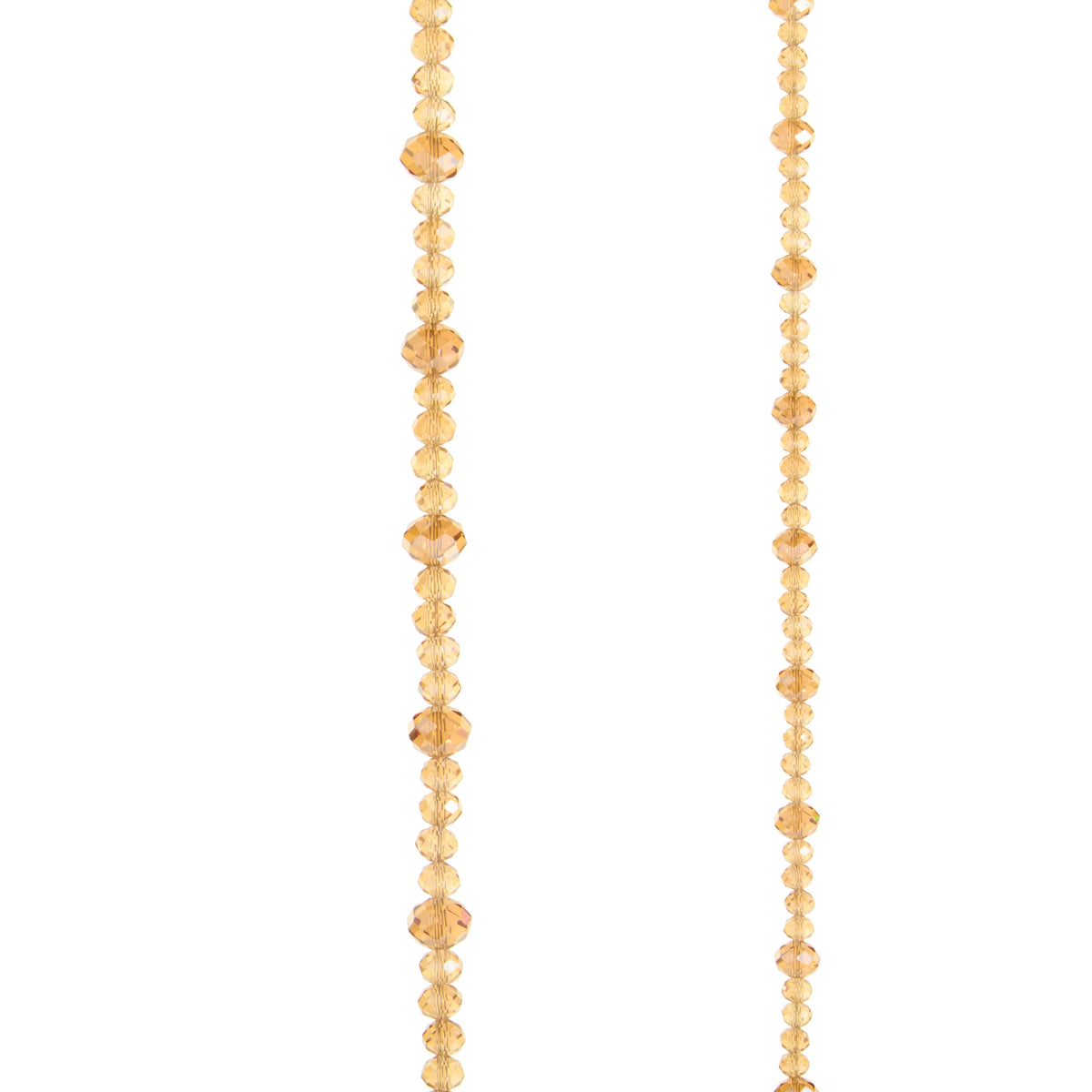 Close-up of a 6-foot champagne-colored faceted bead garland on a white background.