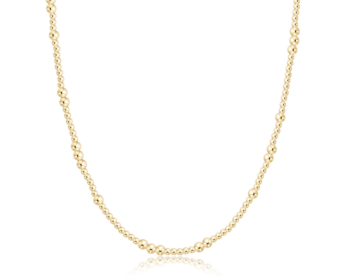 17 inch Hope Unwritten choker necklace featuring alternating 2mm and 3mm 14kt gold-filled beads.